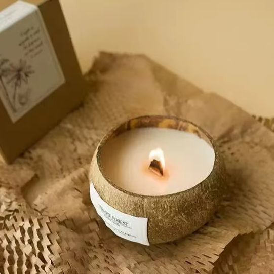 Home Decor Essentials - Candela profumata con guscio di cocco