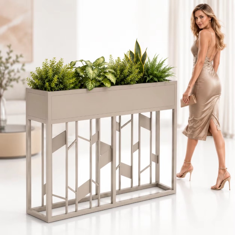Room Divider Screen - Fioriera in Metallo Nero Opaco 80cm