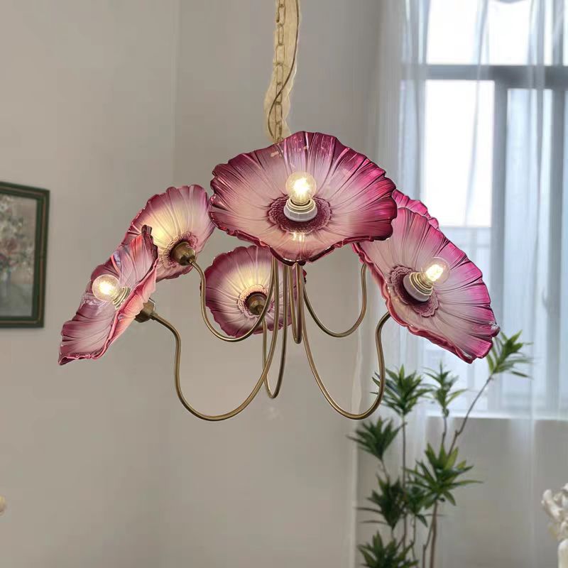 Home Decor Medieval - Lampadario Moderno con Fiori Rosa, Lampada