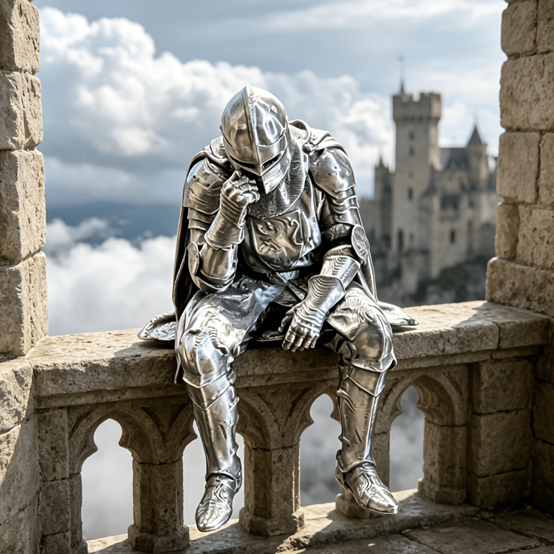 Home Decor Medieval - Statuetta Cavaliere Medievale Vintage, Statua Guerriero