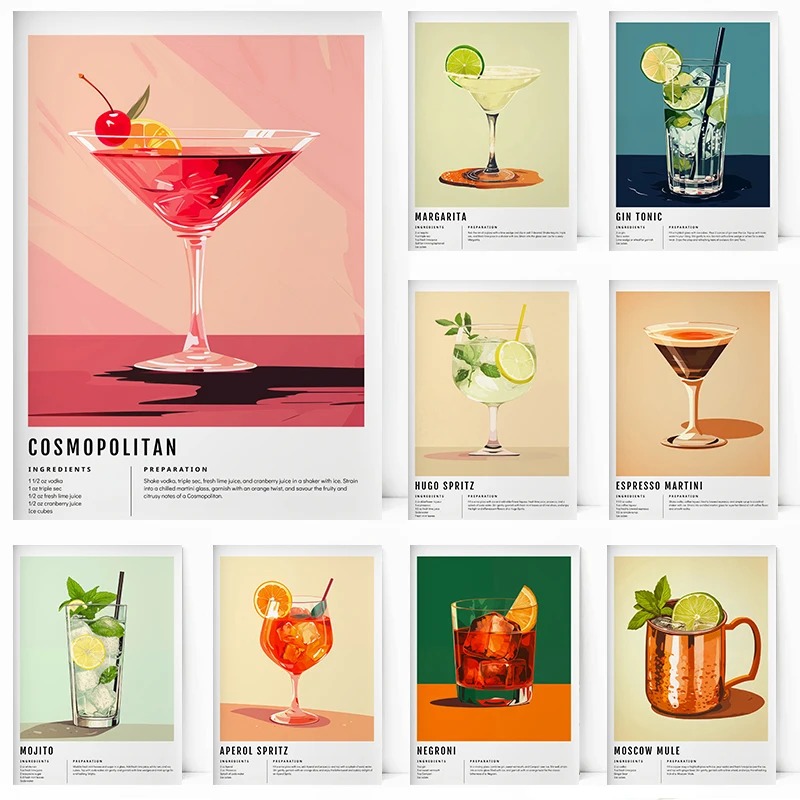 Home Decor Essentials - Poster Classico Margarita, Hugo Spritz, Aperol,