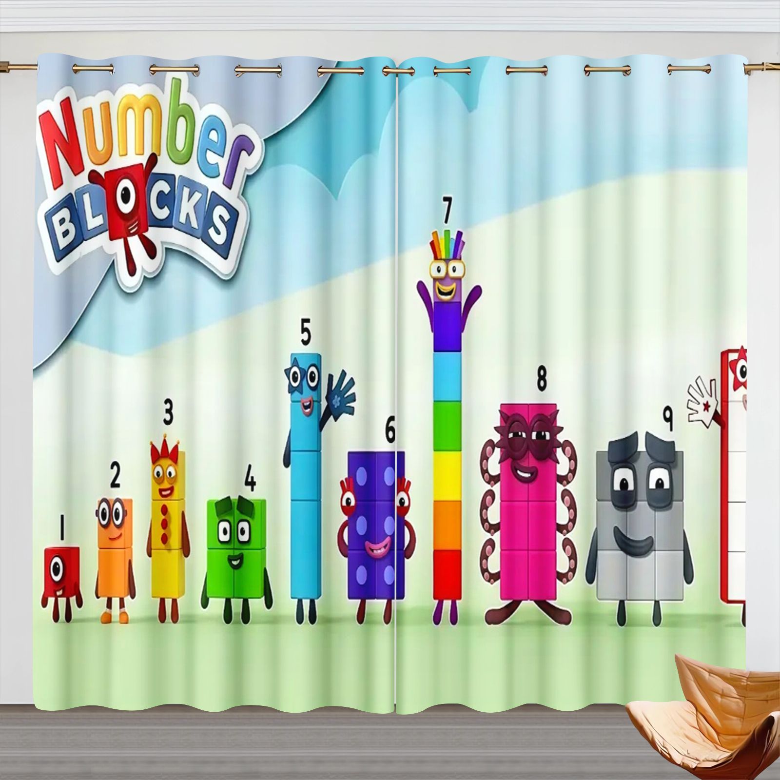 Home Decor Curtain - Tende con Personaggi Numberblocks, Tende Oscuranti