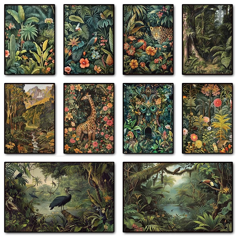 Home Decor Ikea - Giungla tropicale Leopardo selvatico Piante Animali