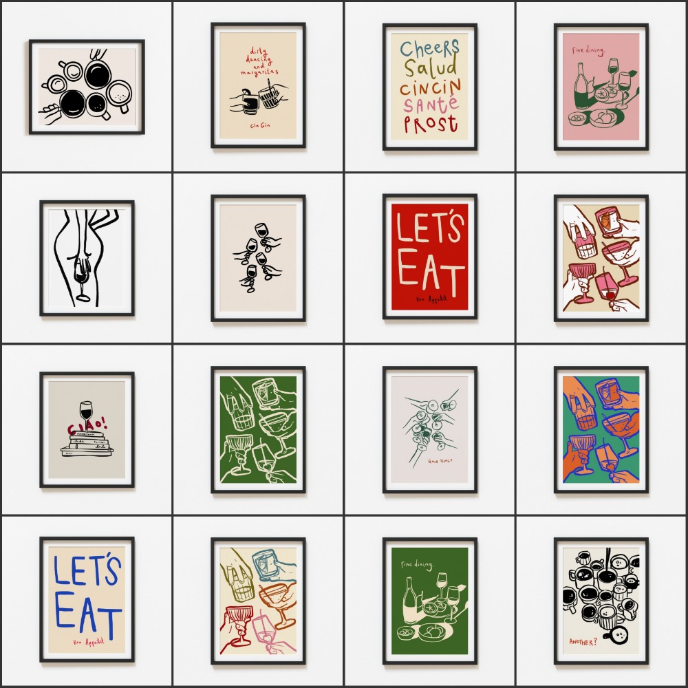 Home Decor Essentials - Poster artistico con bicchiere di vino,